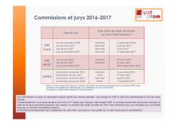 Calendrier Commissions VAP85 et Jurys VAE 2016-2017 - Ipst-Cnam