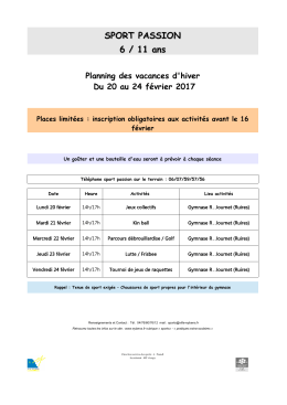 Programme des vacances d`hiver