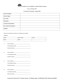 Formulaire inscription &eacute;quipe - CPA de Masson