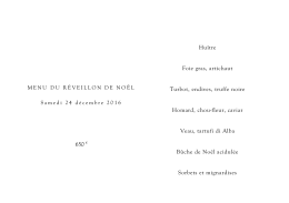 menu du réveillon de noel - Le Meurice Alain Ducasse