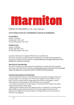 FORMAT DU MAGAZINE (L x H) : 210 x 265 mm