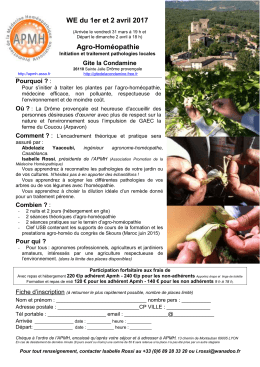 WE du 1er et 2 avril 2017 Agro-Homéopathie