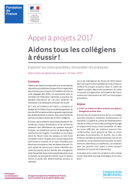vous trouverez ici l`appel à projet