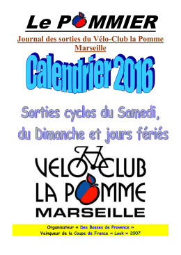 Téléchargez le calendrier des sorties 2016