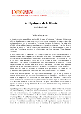De l`&eacute;paisseur de la libert&eacute;