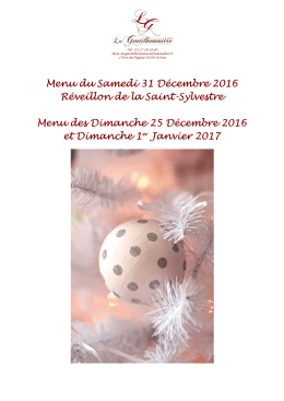 Menu f&ecirc;tes de fin d`ann&eacute;e