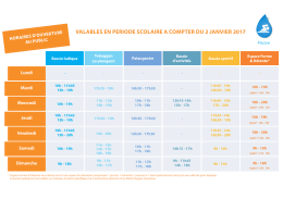 Horaires des piscines Iceo valables &agrave; partir du 2