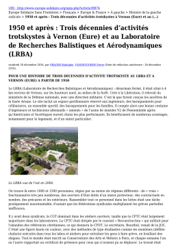 1950 et après : Trois décennies d`activités trotskystes à Vernon (Eure)