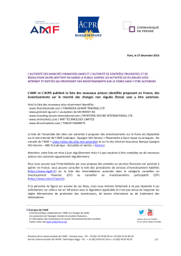 Liste des nouveaux acteurs identifi&eacute;s proposant en France