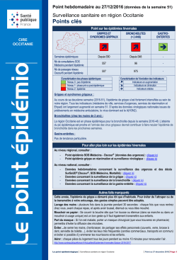 Point au 27 décembre 2016. - InVS