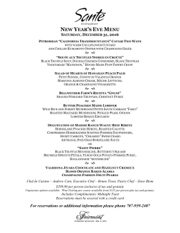 Santé New Year`s Eve Menu