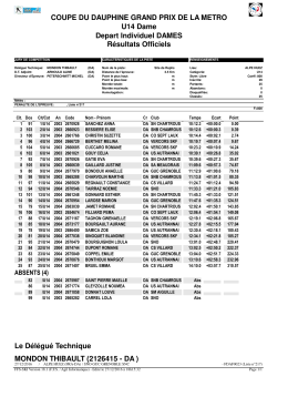 RESULTATS OFFICIELS GRAND PRIX DE LA METRO du 27
