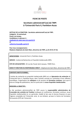 (ve) de l`IRPI &agrave; l`Universit&eacute; Paris II, Panth&eacute;on