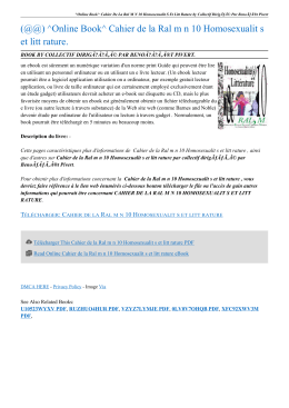 ^Online Book^ Cahier De La Ral M N 10 Homosexualit S Et Litt