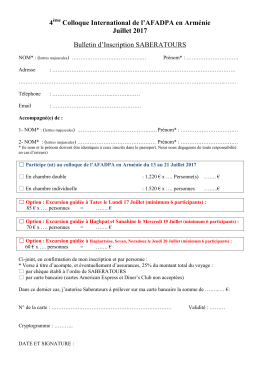 Bulletin d`inscription séjour