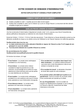 Demande d`indemnisation AvosCot&eacute;s Ind&eacute;mnit&eacute; Blessures