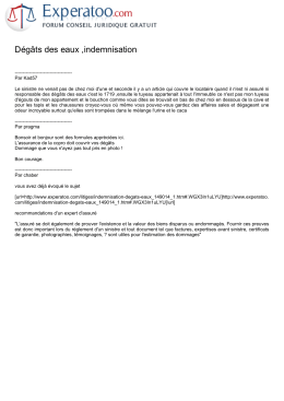D&eacute;g&acirc;ts des eaux ,indemnisation