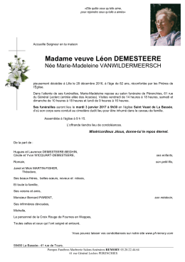 DEMESTEERE VANWILDERMEERSCH Marie