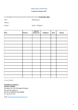 Inscription &agrave; la comp&eacute;tition - USF
