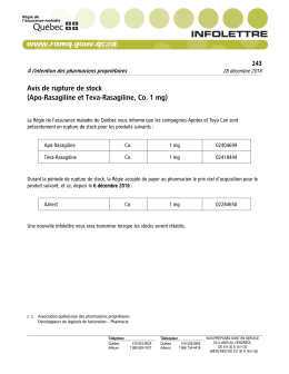 Avis de ruptures de stock - Régie de l`assurance maladie du Québec