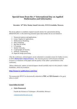 Special Issue from the 1st International Day on