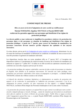 COMMUNIQUÉ DE PRESSE - Ministère des Affaires sociales et de