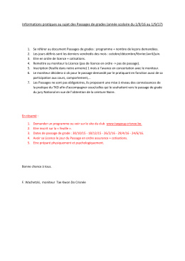 Informations pratiques au sujet des Passages de