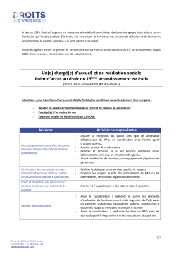 Un(e) chargé(e) d`accueil et de médiation sociale Point d`accès au