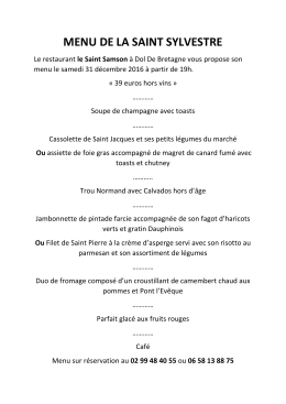 Menu du r&eacute;veillon du 31 d&eacute;cembre - Restaurant