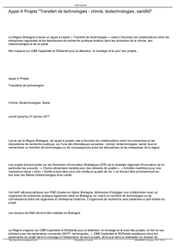 Appel A Projets "Transfert de technologies - chimie