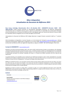 Mise &agrave; disposition Actualisation du Document de