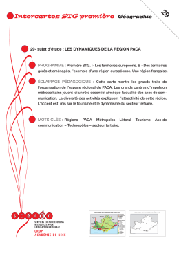 29- sujet d`&eacute;tude : LES DYNAMIQUES DE LA R&Eacute;GION PACA