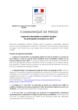 Les principales évolutions en 2017 - Ministère du Logement et de l