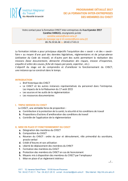 FORMATION DES MEMBRES DU CHSCT