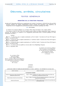 Arr&ecirc;t&eacute; du 27 d&eacute;cembre pris en application de l`article 7 - UNSA