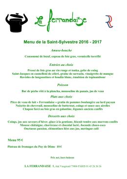 Menu du 31 décembre 2016 pour la Saint Sylvestre