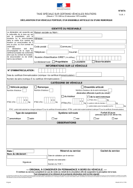 informations sur le v&eacute;hicule cat&eacute;gorie de v&eacute;hicule