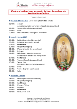 Programme - Sanctuaire Notre-Dame de Miséricorde de Pellevoisin