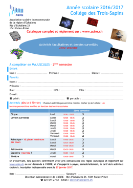 Année scolaire 2016/2017 Collège des Trois-Sapins