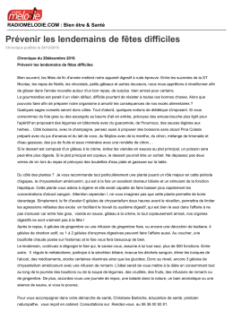 Pr&eacute;venir les lendemains de f&ecirc;tes difficiles