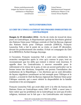 NOTE D`INFORMATION LE CHEF DE L`UNOCA