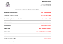 Calendrier de la Sélection internationale Sciences 2017