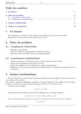 Table des mati`eres 1 Un &eacute;nonc&eacute; 2 Choix du probl`eme 3