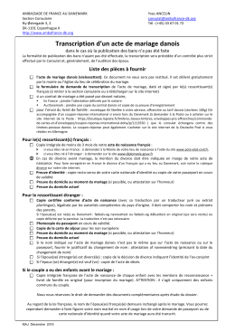 Transcription d`un acte de mariage danois