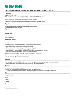 Optimisation Axes sur SINUMERIK 840D SolutionLine