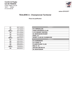 TEULIERE A - Championnat Territorial