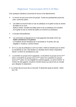 R&egrave;glement Tournoi Janin 2016 U 10 filles