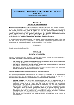 Réglement "Grand Jeu" Télé Star Jeux
