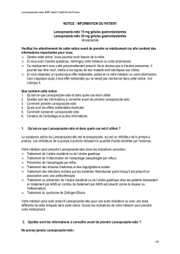 NOTICE : INFORMATION DU PATIENT Lansoprazole