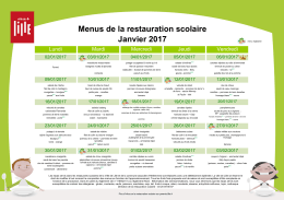 Menus de la restauration scolaire Janvier 2017